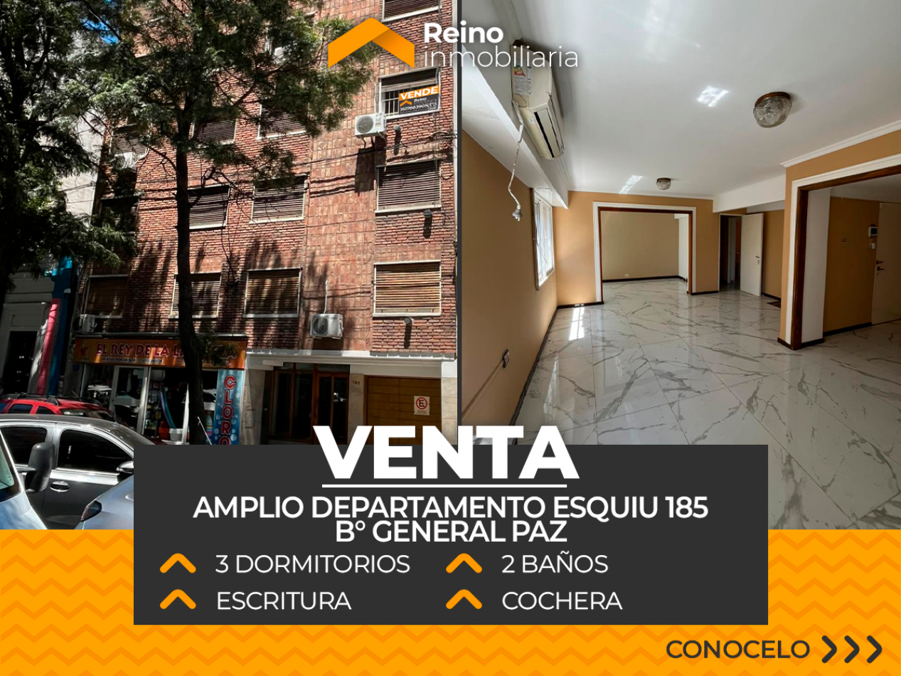 DEPARTAMENTO B° GENERAL PAZ - 3 DORMITORIOS - 2 BAÑOS - COCHERA - APTO CREDITO